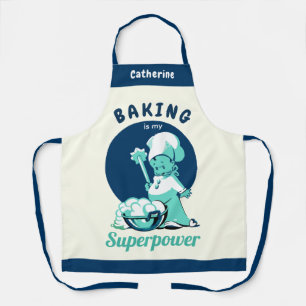 Schattige Blue Baking is mijn Superpower met naam Schort