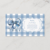 Schattige Blue Bow Ribbon Gingham Boeken voor Baby Informatiekaartje (Voorkant)