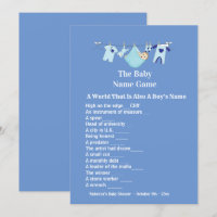 Schattige Blue Boy Baby shower Gissen Game Uitnodi