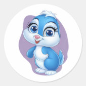 Schattige Blue Bunny Sticker – Schattigee Cartoon  (Voorkant)