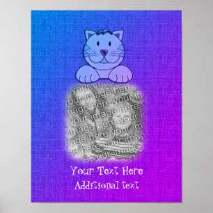 Schattige Blue Cat Lijst Creëer Uw eigen foto Poster