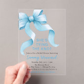 Schattige Blue Coquette Bow Vrijgezellenfeest Acryl Uitnodigingen (Insitu (Draagbaar))