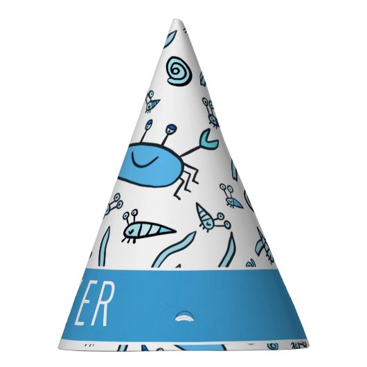 Schattige Blue Crab Zee Animals Pattern Boy Verjaa Feesthoedjes (Rechts)