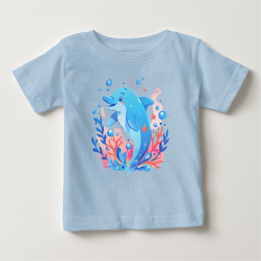 Schattige Blue Dolphin Baby Bodysuit (Voorkant)