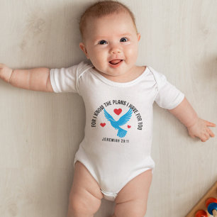 Schattige Blue Dove Red Hearts Bijbelvers Christel Romper
