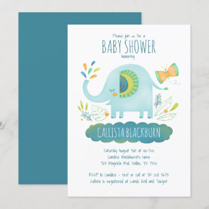Schattige Blue Elephant Baby shower Kaart
