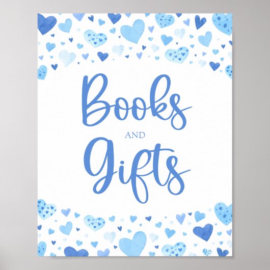 Schattige Blue Hearts Valentijn Boeken en geschenk Poster (Voorkant)
