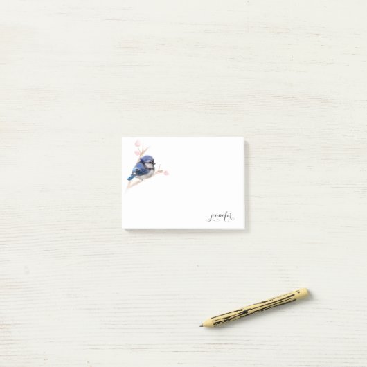 Schattige Blue Jay Birds Post it Note (Op bureau)