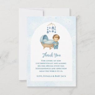 Schattige Blue Mobile Wieg baby cot Baby shower Bedankkaart