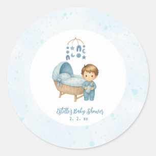 Schattige Blue Mobile Wieg baby cot Baby shower Ronde Sticker