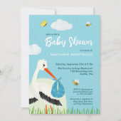 Schattige Blue Stork Baby shower Kaart (Voorkant)