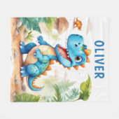 Schattige Blue Trex Dinosaur gepersonaliseerd Fleece Deken (Voorkant (Horizontaal))