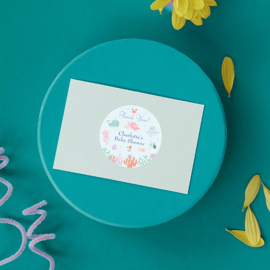 Schattige Blue Zee Creatures Baby shower Dank u Ronde Sticker
