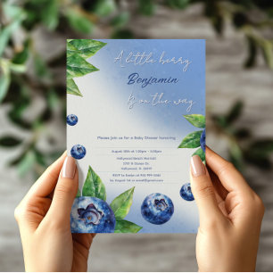 Schattige Blueberry-Baby shower Kaart