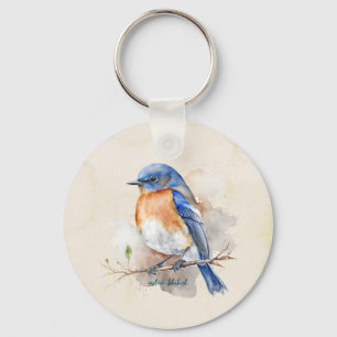 Schattige Bluebird Rustic Waterverf Sleutelhanger