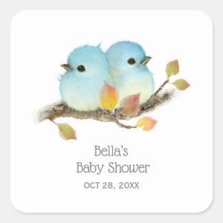 Schattige Bluebirds Bird Baby shower Vierkante Sticker