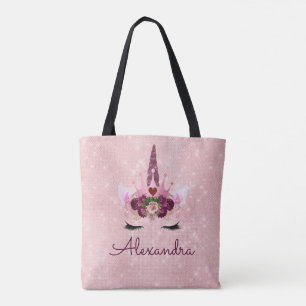 Schattige Blush Roze Eenhoorn Monogram Party Draagtas