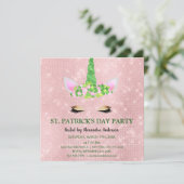 Schattige Blush Roze Eenhoorn St. Patrick's Day Pa Kaart (Staand voorkant)