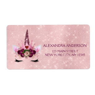 Schattige Blush Roze Eenhoorn Verjaardagsfeest Etiket