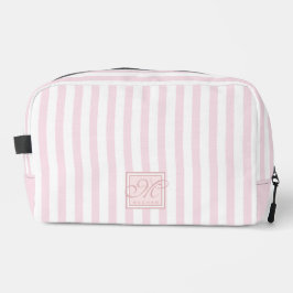 Schattige Blush Roze en witte strepen - Monogramme Toilettasje
