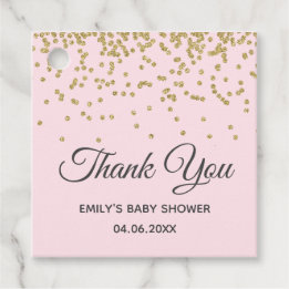 Schattige Blush Roze Gouden Glitters Bedankt Baby Bedankjes Labels