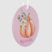 Schattige Blush Roze Lente Bloemige Kleine Pompoen Ornament (voorkant)