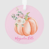 Schattige Blush Roze Lente Bloemige Kleine Pompoen Ornament (achterkant)