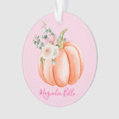 Schattige Blush Roze Lente Bloemige Kleine Pompoen Ornament (voorkant)
