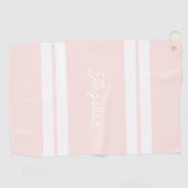 Schattige Blush Roze Strepen Patroon Gepersonalise Golfhanddoek (Horizontaal)