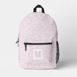 Schattige Blush Roze & Witte Polkadots Monogrammed Bedrukte Rugzak