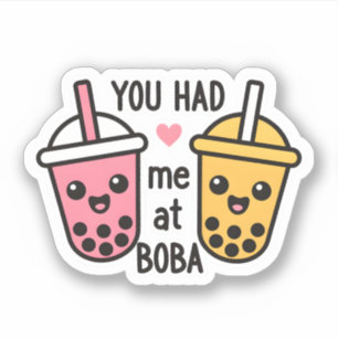 Schattige Boba-Thee Je Had Me Bij Boba Roze Geel K Sticker