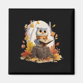 Schattige boek Loving Owl in Herfst Forest kostuum Magneet (Voorkant)