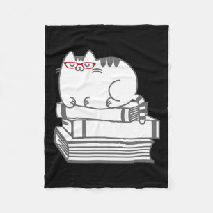 Schattige Boek Nerd Cat - Grappig Nerdy Kitten Shi Fleece Deken