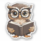Schattige boek Uil waterdicht Sticker (Voorkant)