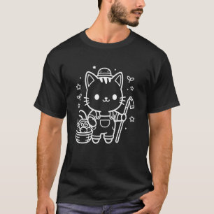 Schattige Boer Kawaii Kat Landbouw Agronomie T-shirt