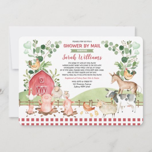 Schattige Boerderij Barnyard Animals Baby shower p Kaart (Voorkant)