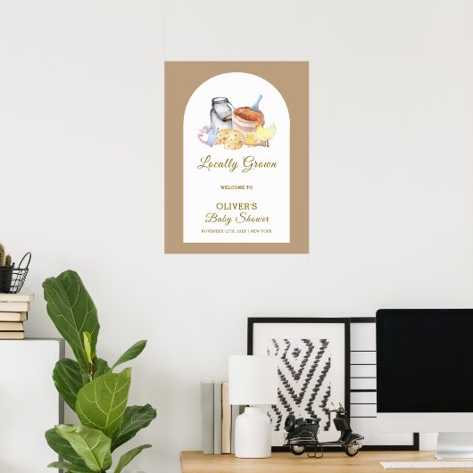 Schattige Boerderij Chicken Mouse Baby shower Welk Poster (Thuiskantoor)