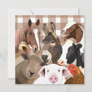 Schattige Boerderij Dierenportret Gingham Check - 