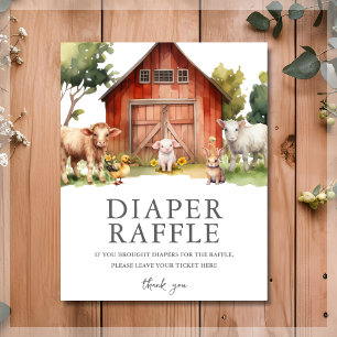 Schattige Boerderij Dierenschuur Luier Raffle Sign Poster