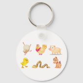 Schattige Boerderij en huisdieren Sleutelhanger (Voorkant)