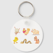 Schattige Boerderij en huisdieren Sleutelhanger (Achterkant)