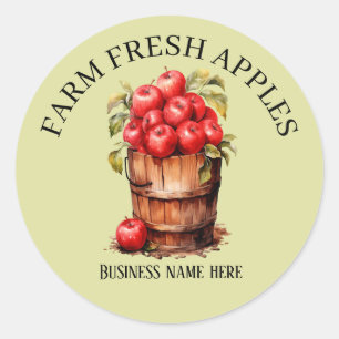 Schattige boerderij Fresh Apples Tekst toevoegen Ronde Sticker