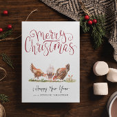 Schattige boerderij kippen kerst vakantie kaart