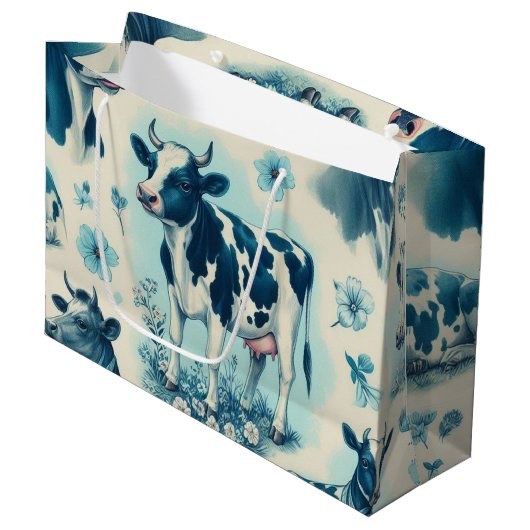  Schattige Boerderij Koe Naadloos Groot Cadeauzakje (Voorkant Gekanteld)