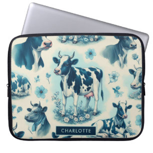 Schattige Boerderij Koe Naadloos Laptop Sleeve