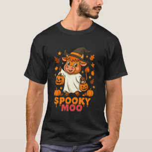 Schattige Boerderij Pompoen Schotse Hooglander Koe T-shirt
