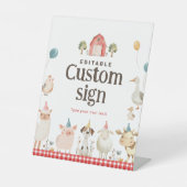 Schattige Boerderij Verjaardag Custom Sign Reclamebord Met Voetstuk (Voorkant)
