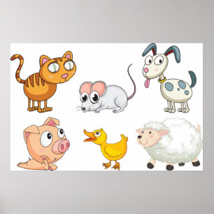 Schattige Boerderijdieren Leuk om te Spelen Poster