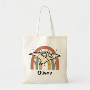 Schattige Boho Aardetone Vliegende Dinosaurus & Re Tote Bag