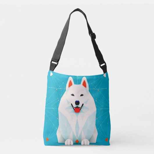 Schattige Boho Abstracte Kunst Samojed Puppy Hond Crossbody Tas (Voorkant)